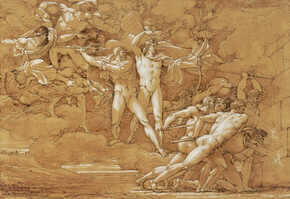 Giove, Apollo, Nettuno e gli otto fiumi del monte Ida distruggono le trincee che i Greci lasciarono davanti a Troia - Musee reattu, Arles
